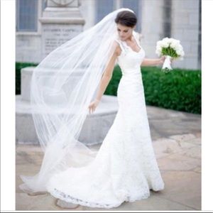 Long white wedding veil